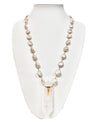 Clear Quartz Bottle Necklace with Pearls