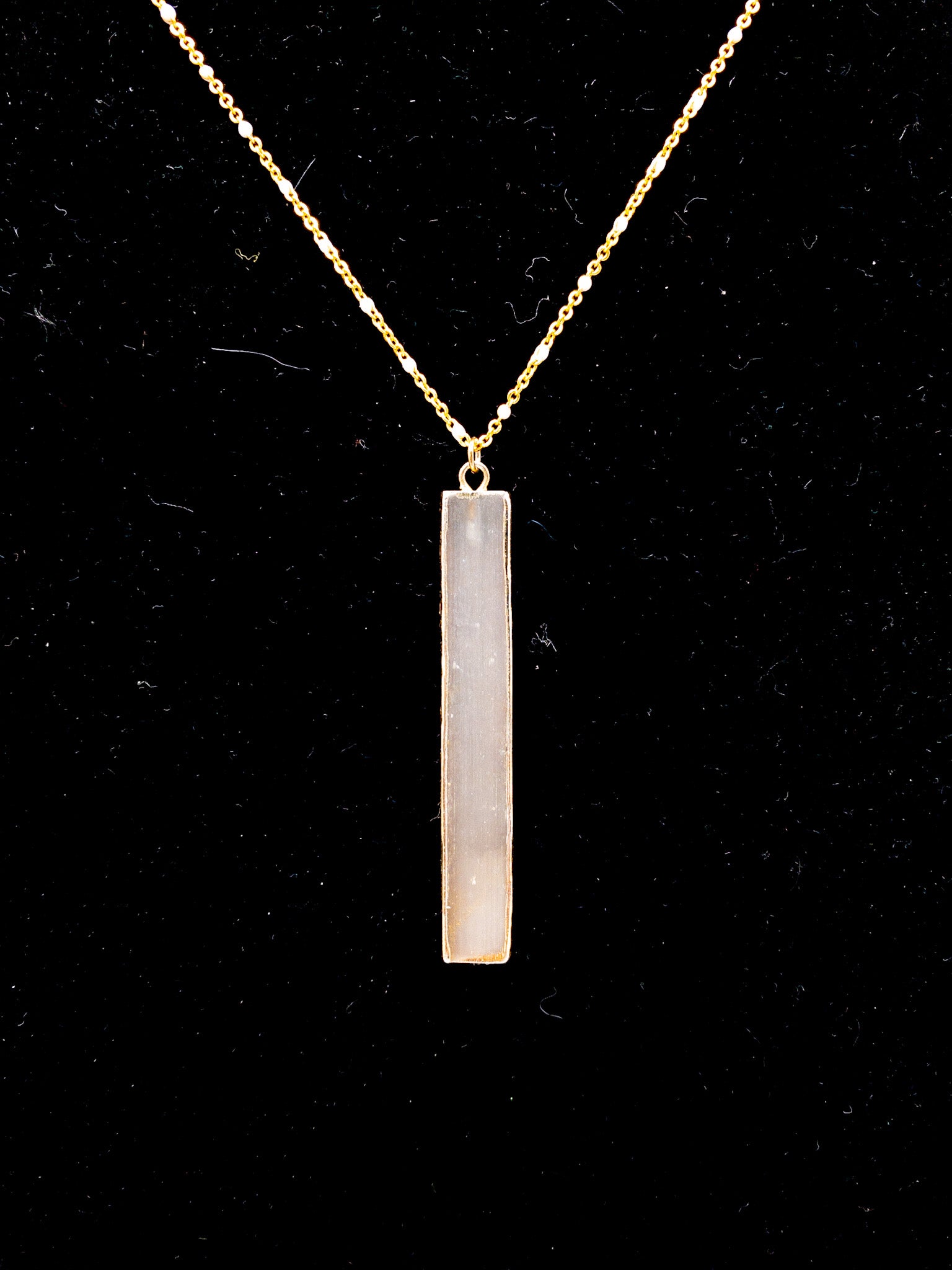 Necklace Selenite Flute with Gold Chain 26"