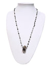 Double Terminated Herkimer Diamond Pendant  Sliver Beaded Chain Necklace