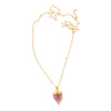 Necklace Rose Quartz Point on Beaded Gold Link Chain