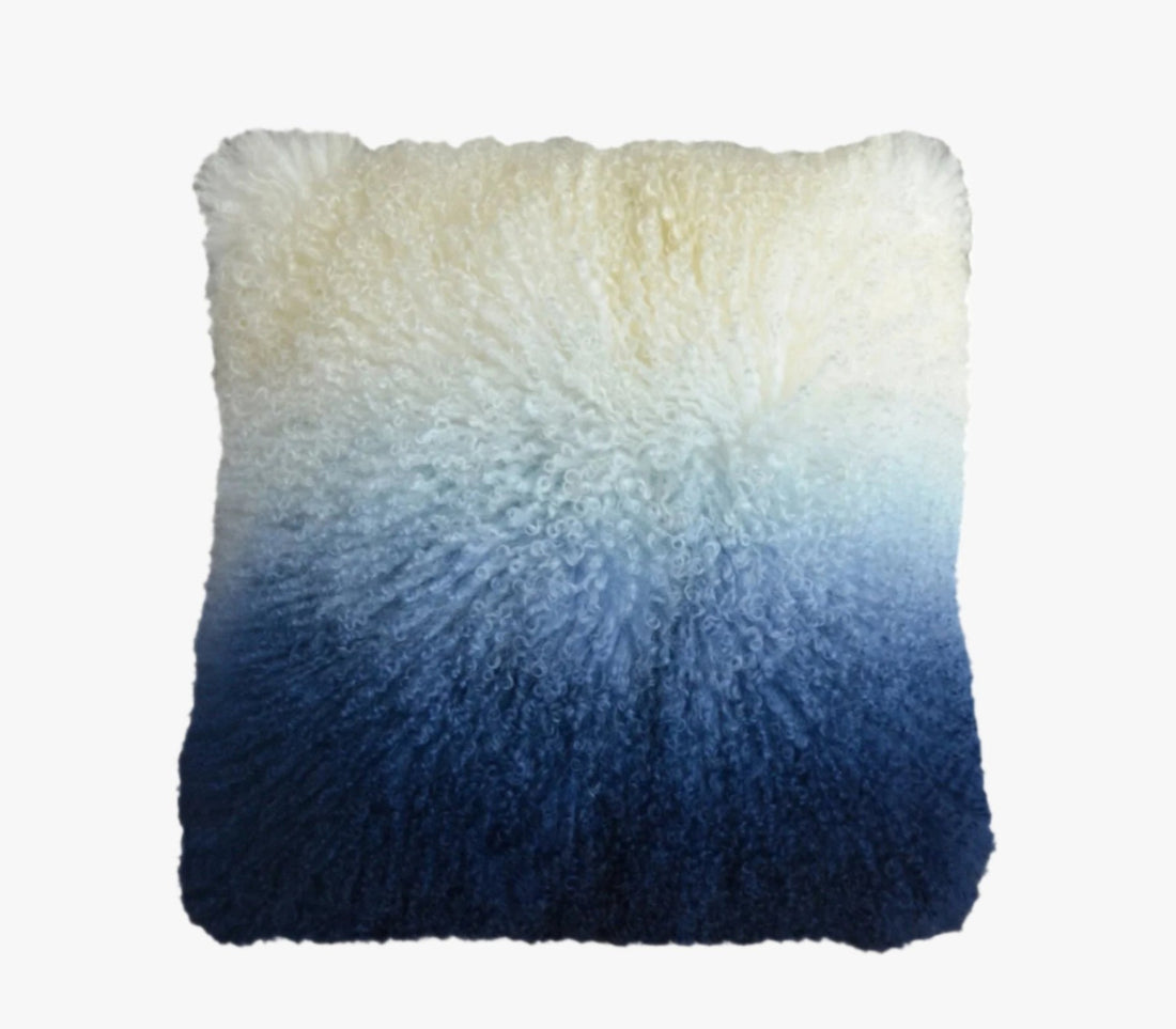 Navy Ombre Mongolian Fur Pillows 12x20