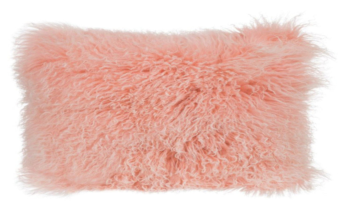 Double Dipped Mongolian Fur Pink Pillow 20x20