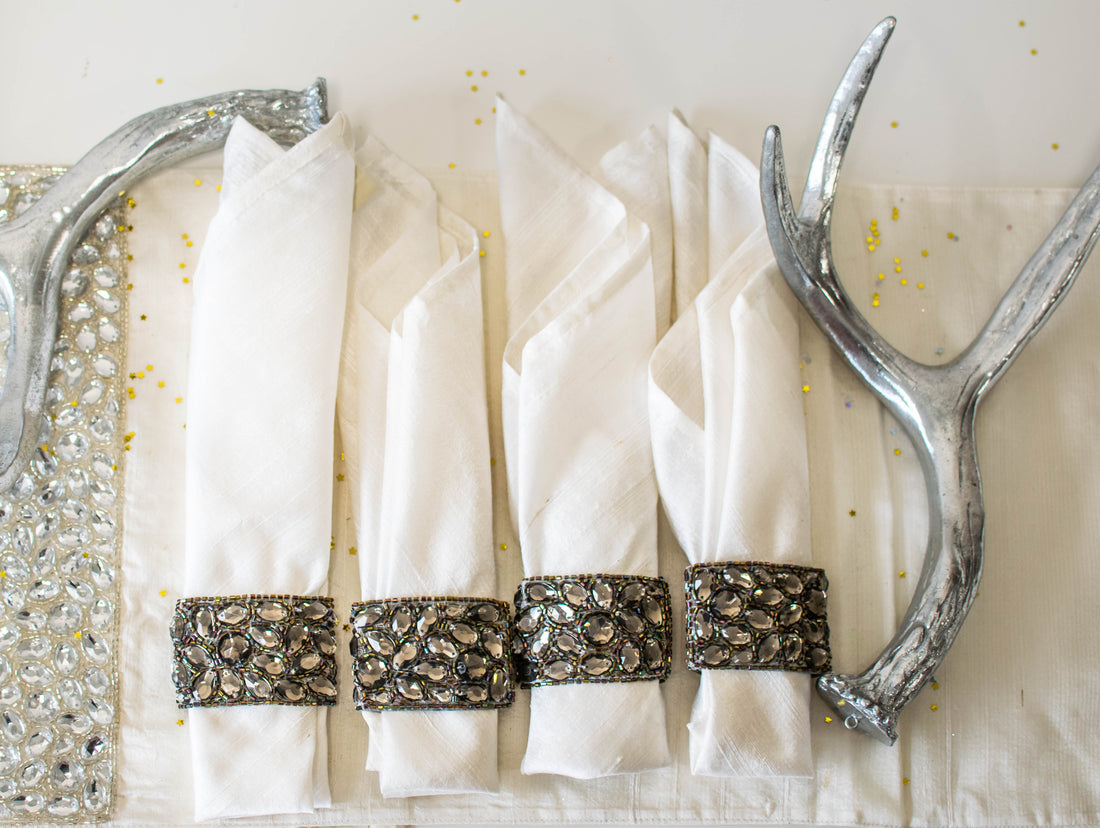 Set of Four Smokey Jewel Napkin Rings