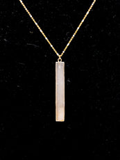 Necklace Selenite Flute with Gold Chain 26"