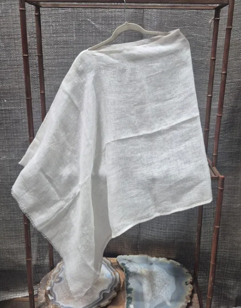 Linen Poncho White 1035