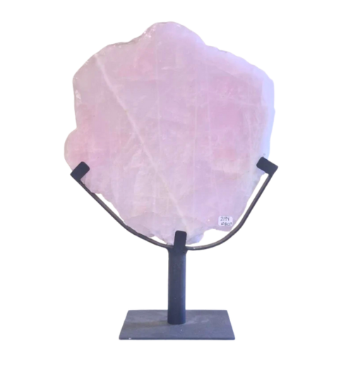 Polished Rose Quartz Slab on Stand 10.8lbs 12x1x17" 2194
