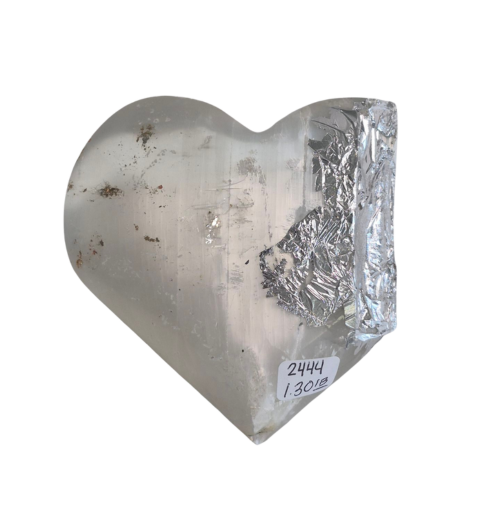 Selenite Broken Heart with Silver 1.3lbs 4"  2444