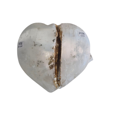 Selenite Heart Break with Gold 2.4lbs 2pcs 2438