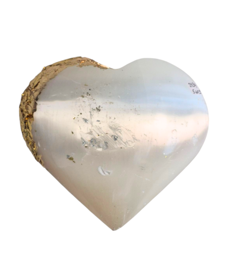 Selenite Heart with gold Leaf 5.6lbs 7" 2434