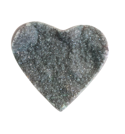 Green Amethyst Druzy Heart Large