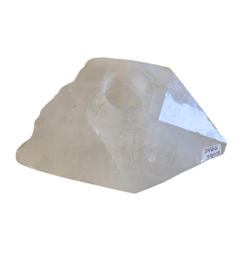 Clear Quartz Candle Holder 3.9lbs 7x4x3.75"  2466