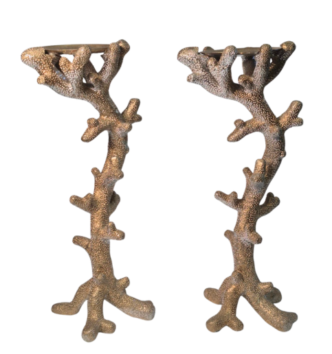 Vintage Gold Coral Candle Holders (set of 2)  1879