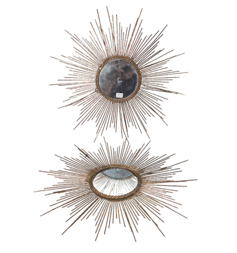 Vintage Gold Sunburst Mirrors (Set of 2)  1880