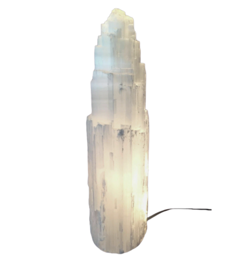 Selenite Step Tower Lamp 16" 2697