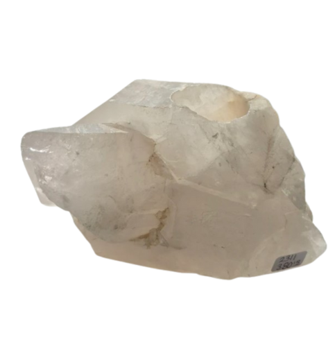 Clear Quartz Candle Holder 3.8lbs 6.5x4x3.5" 2312