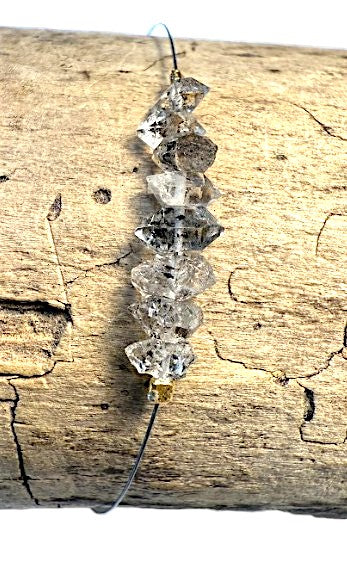 Herkimer Diamond Barrel  Bracelet 7.5" Gold Claps 482