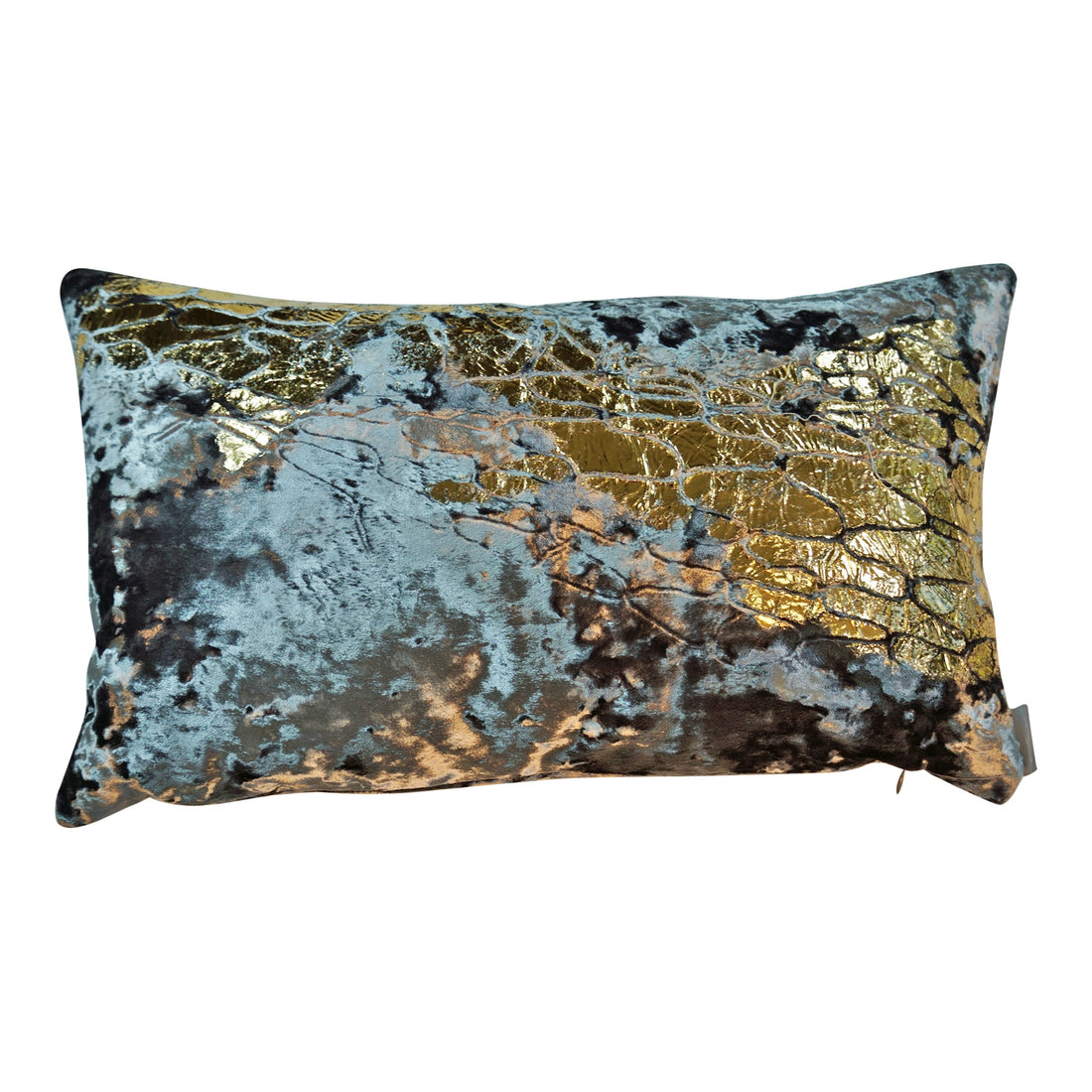 Net Gold on Charcoal Crushed Velvet Pillows