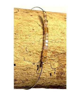 Taupe Square Diamond Bracelet 7.5" Gold Clasp 479