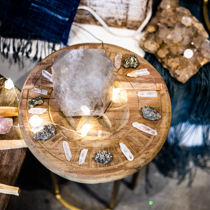 Celestite Crystal and String Lights Bundle 78"