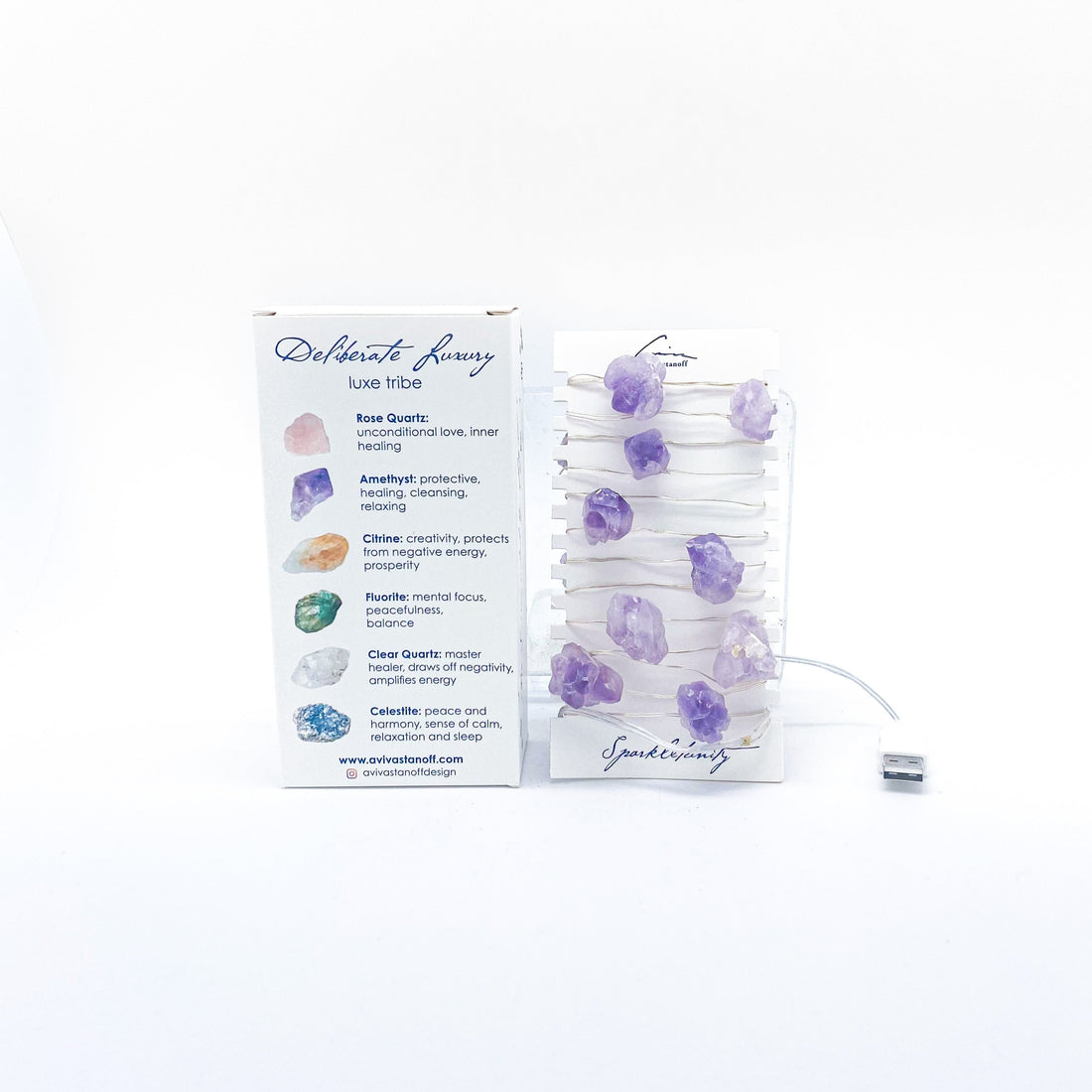 Amethyst Crystal String Lights 78"