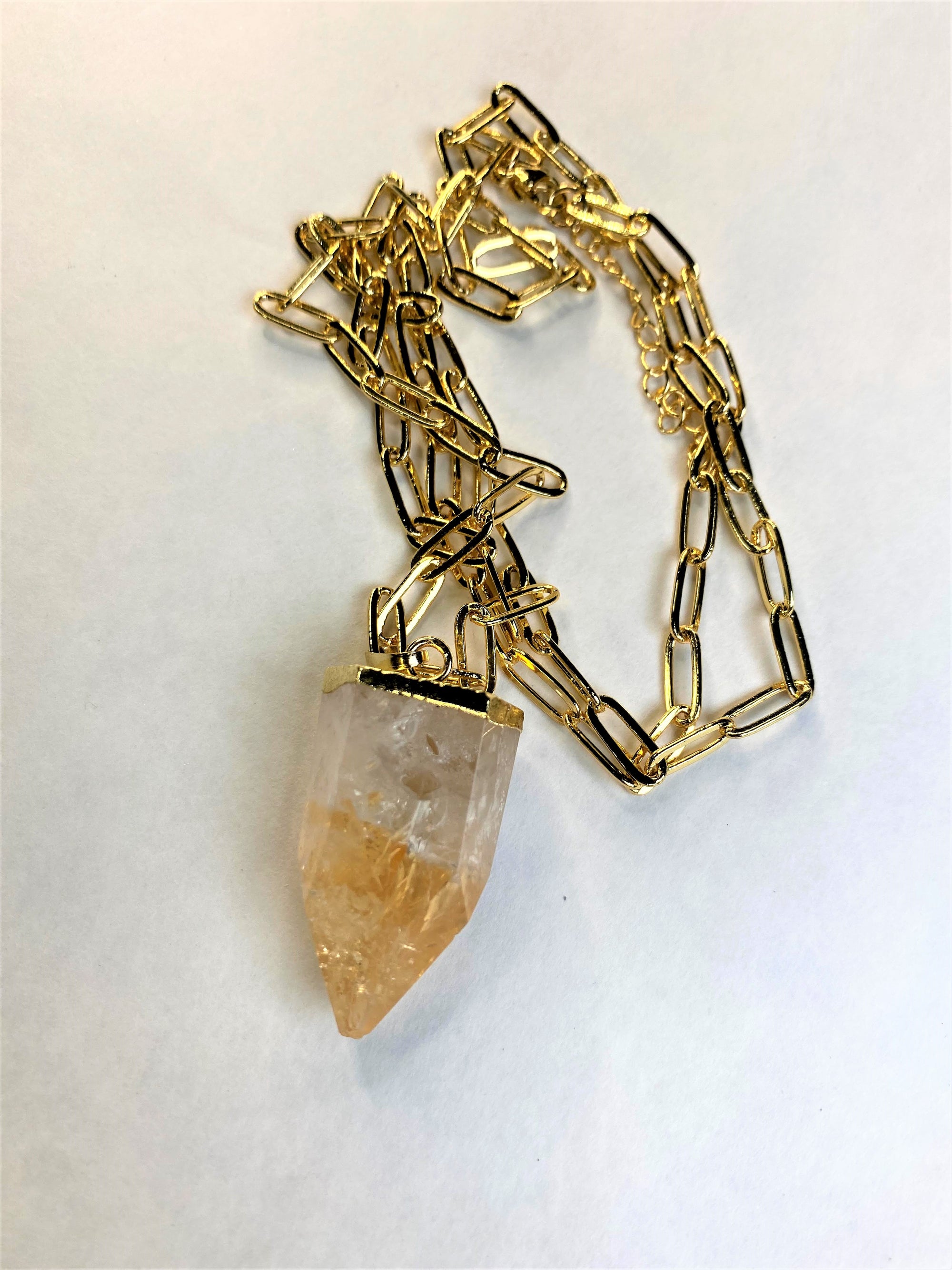 Raw Citrine Rough Gemstones Point Necklace Pendant & Chain | Tree of Life  Gems