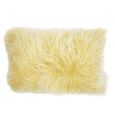 Double Dipped Mongolian Fur Champagne Pillow Aviva Stanoff Design