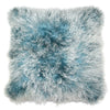Double Dipped Mongolian Fur  Blue / Creme Pillow