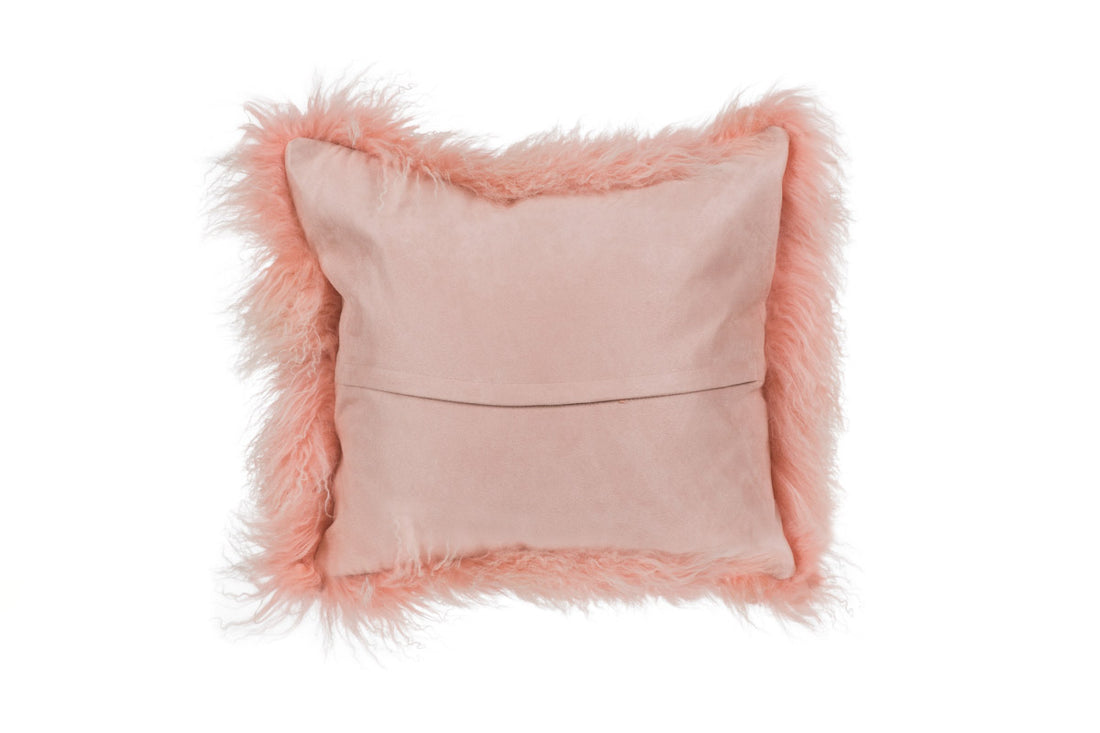 Double Dipped Mongolian Fur Pink Pillow