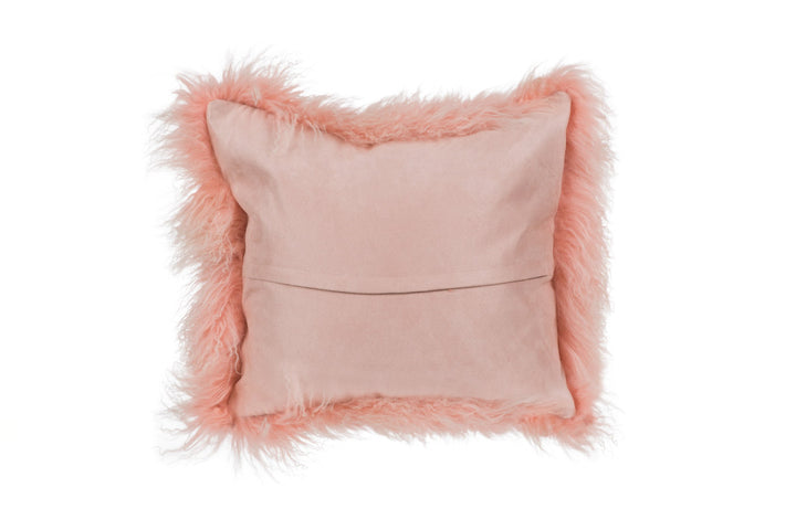 Double Dipped Mongolian Fur Pink Pillow