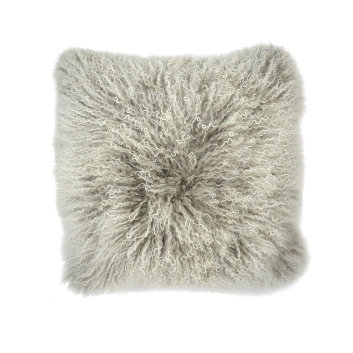 Double Dipped Mongolian Fur Silver Pillow