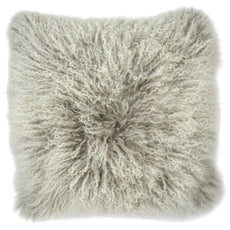 Double Dipped Mongolian Fur Silver Pillow