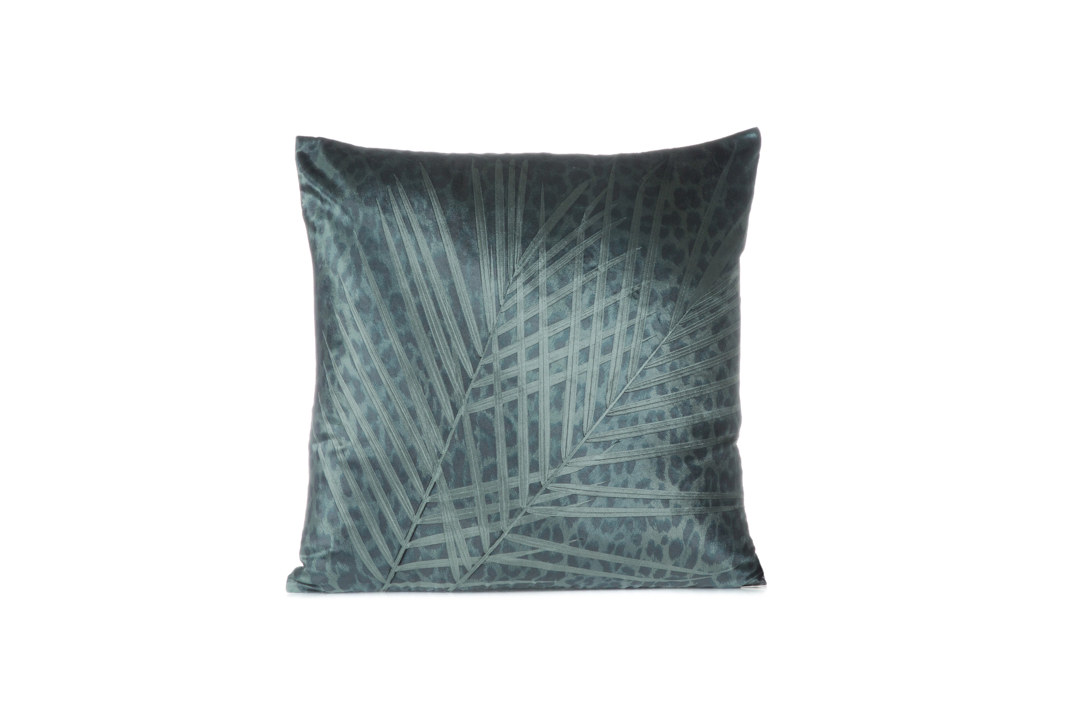 Snow Leopard Palm on  Cinder Signature Velvet Pillows