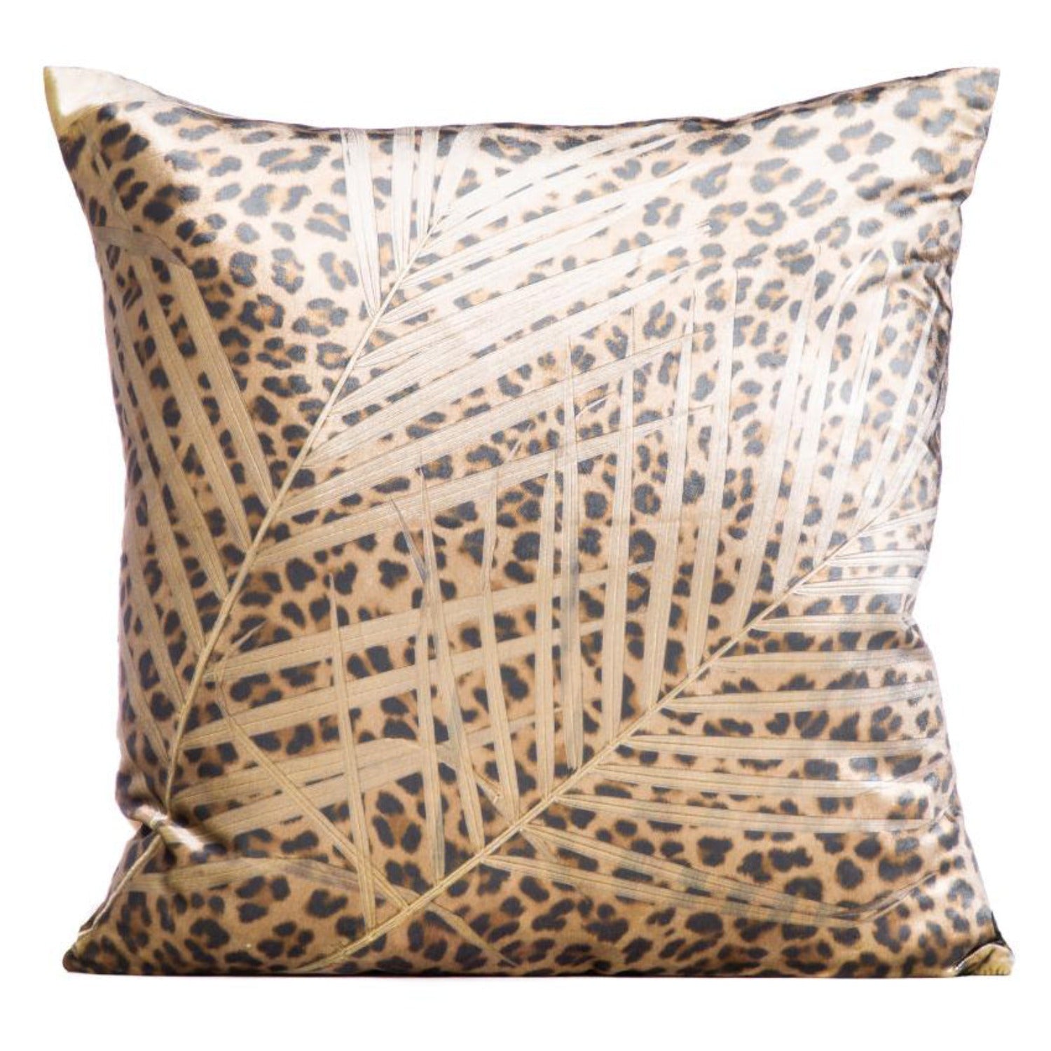 Snow Leopard Palm Natural on Glaze | Signature Velvet Collection | Pillow