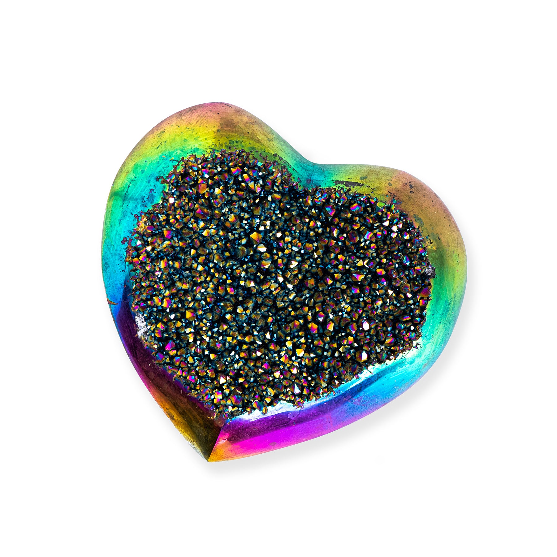 Rainbow Aura Quartz Heart