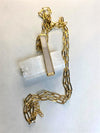 Necklace Selenite Flute on Gold Link Chain