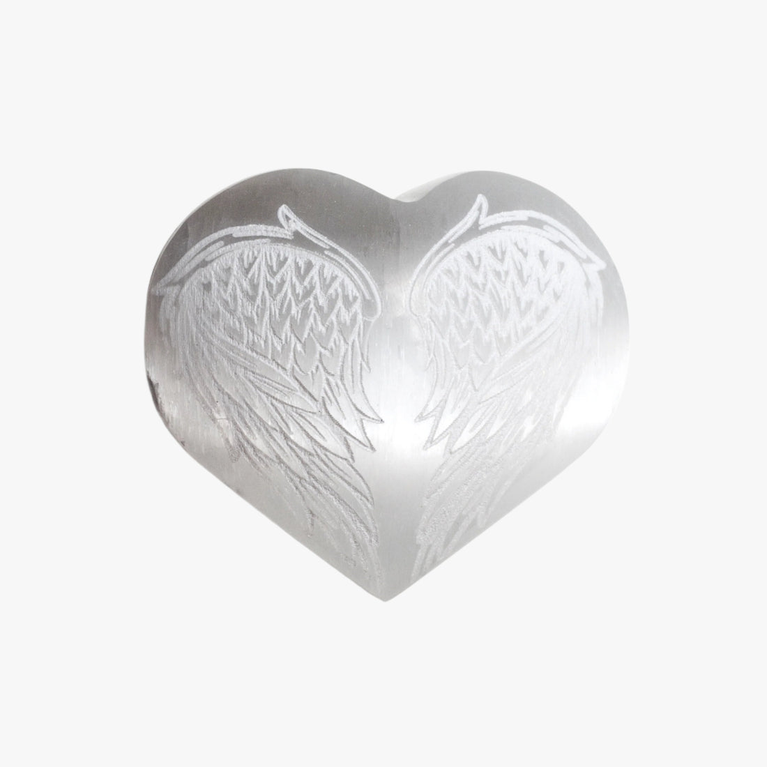 Selenite Crystal Heart with Angel Wing