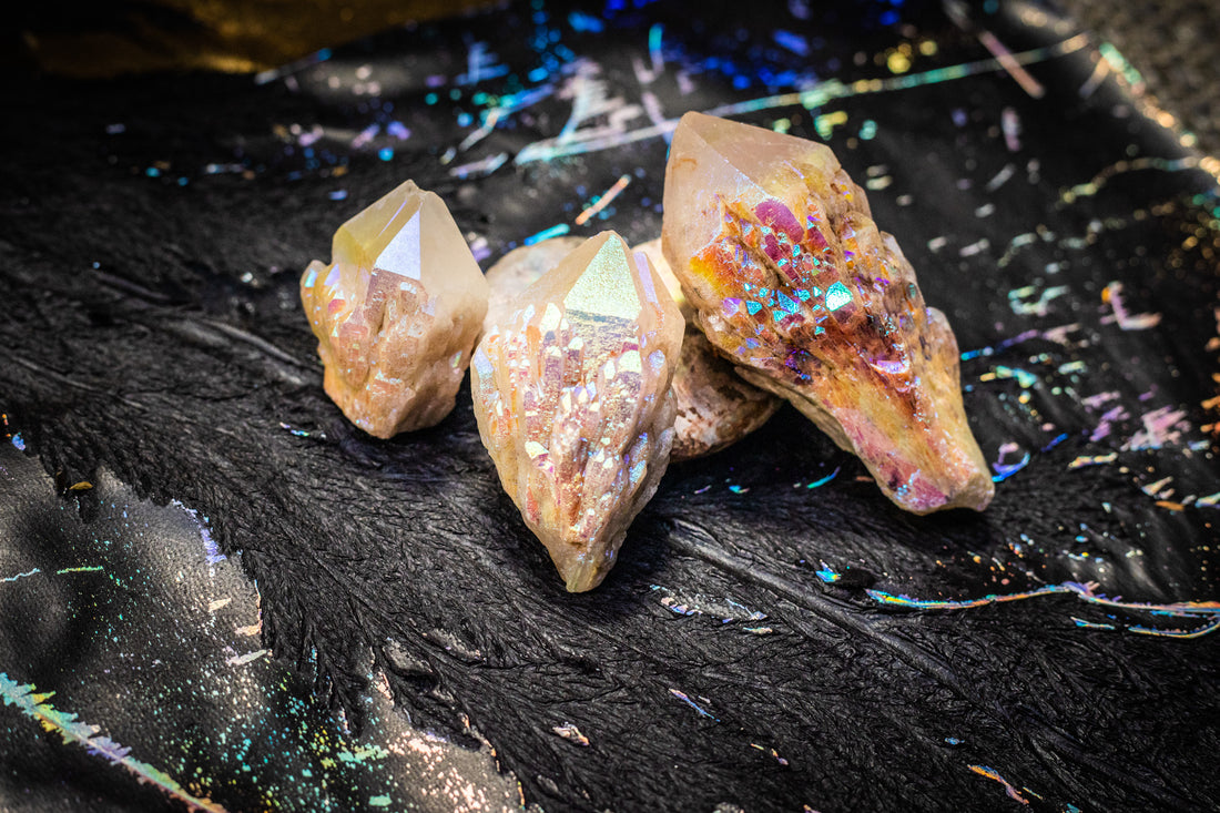 Opal Aura Sugar Quartz Point