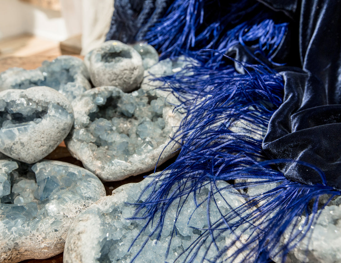 Celestite Crystal Hearts